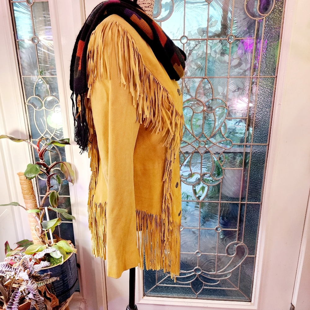 Canyon Creek Vintage Yellow Fringe Leather Jacket - Picture 4 of 15